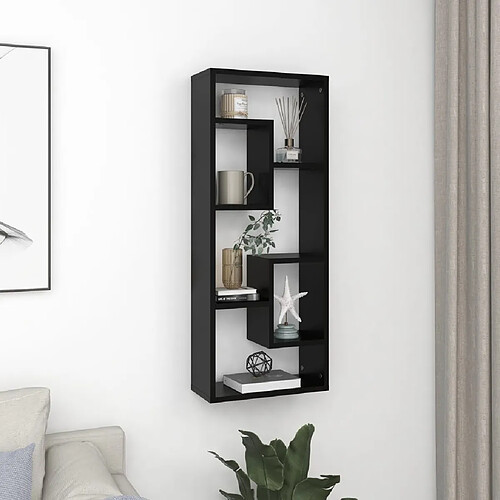 vidaXL Étagère murale Noir 36x16x90 cm Bois d'ingénierie