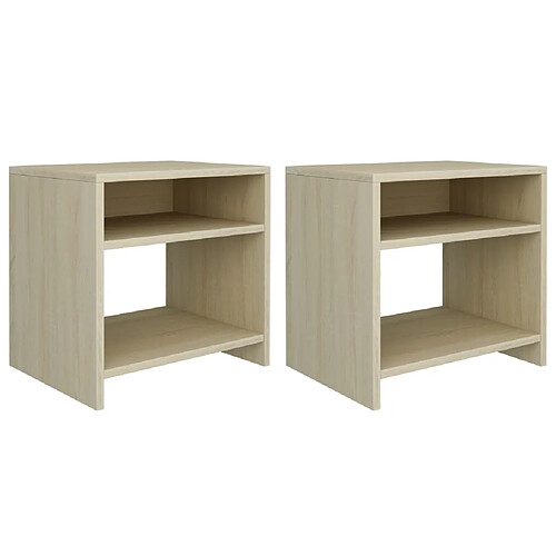 vidaXL Tables de chevet 2pcs Chêne sonoma 40x30x40cm Bois d'ingénierie