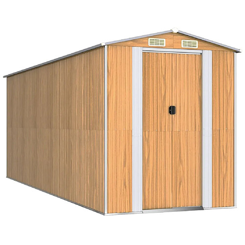 Helloshop26 Abri de jardin cabane cabanon maison de stockage remise extérieur hangar outils robuste clair 192 x 523 x 223 cm acier galvanisé marron 02_0022306