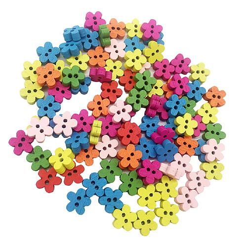 100 pièces 2 trous fleur couture bouton en bois pour enfants bricolage accessoires