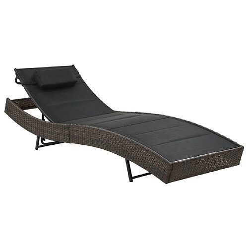 Maison Chic Chaise longue Jardin| Bain de soleil Relax | Transat Résine tressée et textilène Marron -GKD89486