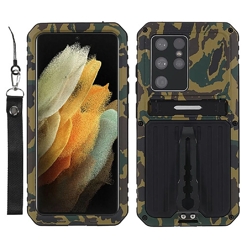 Coque en TPU imperméable, anti-chute avec béquille camouflage pour votre Samsung Galaxy S21 Ultra 5G