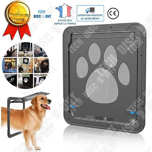 Tech Discount TD® Chatière pour chien chat grande taille moyen xl porte animaux de compagnie silencieux taille intérieur domestique manuel