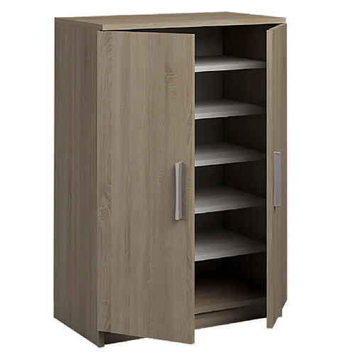 Pegane Armoire Meuble à chaussures coloris chêne cortez - Hauteur 90 x Longueur 60 x Profondeur 35.6 cm