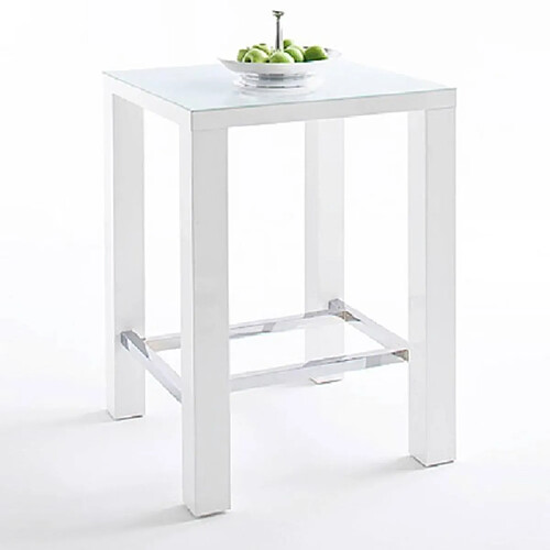 Inside 75 Table de bar design JANIS 80 x 80 cm finition laque blanche brillante