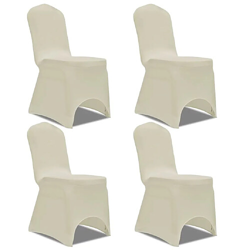 Decoshop26 Housse de chaise extensible 4 pcs crème DEC022359