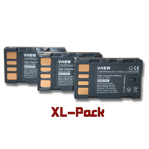 Vhbw 3 batteries 750mAh pour caméscope JVC GZ-MG130, GZ-MG131, GZ-MG135, GZ-MG140, GZ-MG150 GZ-MG155 GZ-MG175 GZ-MG255 GZ-MG275 GZ-MG330 GZ-MG330AEX.