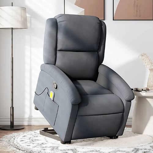 vidaXL Fauteuil de massage inclinable Gris foncé Velours