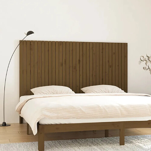 vidaXL Tête de lit murale Marron miel 204x3x110 cm Bois massif de pin