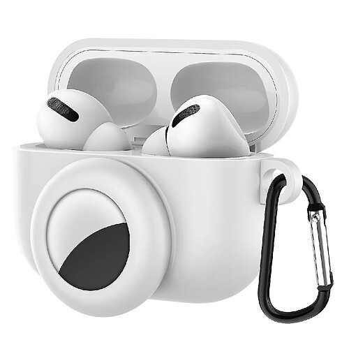 Universal AirPods Pro Silicone Case avec support d'airtag blanc