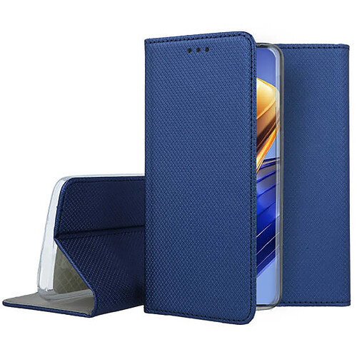 Htdmobiles Housse pour Xiaomi Poco F4 GT 5G - etui coque pochette portefeuille + verre trempe - BLEU MAGNET