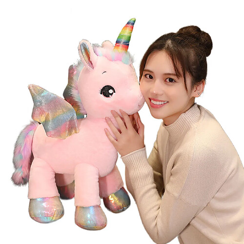 Universal 60 cm licorne rêve arc-en-ciel peluche cheval PP coton peluche animaux canapé décoration | Oreiller de luxe (rose)