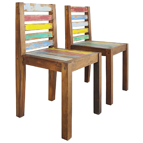 Maison Chic Lot de 2 Chaises à manger,Chaise pour cuisine,Solide Structure bois de récupération solide -MN11078