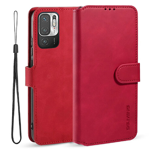 Dg.Ming Etui en PU + TPU antichute, style rétro avec support rouge pour votre Xiaomi Redmi Note 10 5G