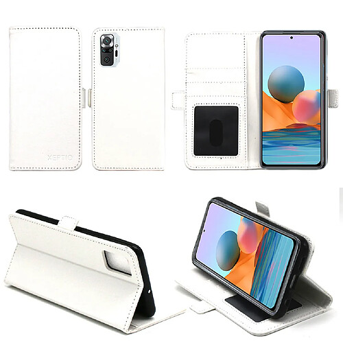 Xeptio Xiaomi Redmi Note 10 PRO 4G Housse portefeuille blanche Protection à Rabat avec Porte Cartes - Etui blanc Folio Coque Antichoc