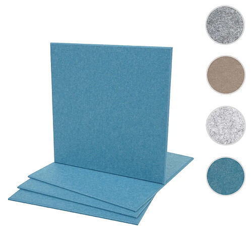 Mendler Jeu de 4 panneaux muraux acoustiques HWC-L52, panneaux muraux acoustiques, insonorisant 1qm surface 50x50cm ~ bleu