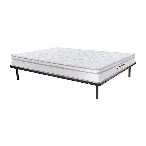 Vente-Unique Ensemble 140 x 200 cm cadre à lattes + matelas ressorts 3 zones et mémoire de forme ép.20cm - WOLKENTANZ de MORGENGOLD