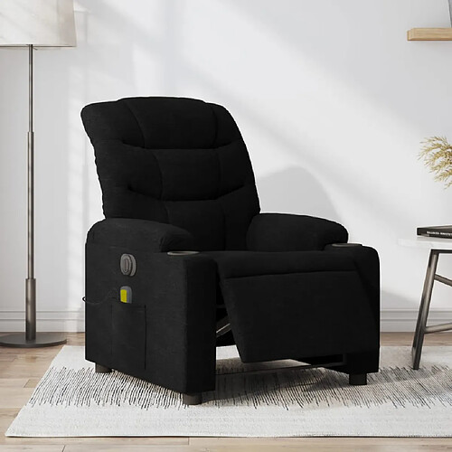 vidaXL Fauteuil de massage inclinable électrique Noir Tissu