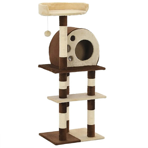 Arbre à chat avec griffoirs,niche pour chat en sisal 127 cm Beige et marron -MN62086