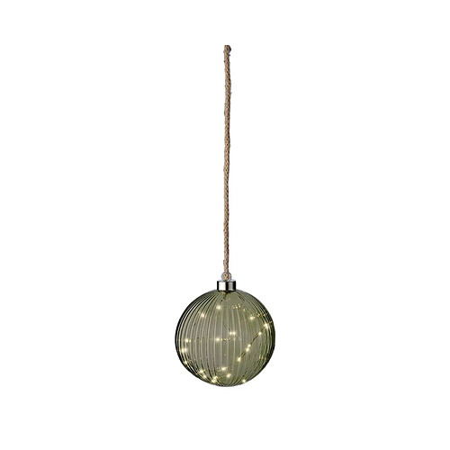 Boule de Noël Lumineo Vert Jute Verre Ø 14 cm A accrocher MicroLED