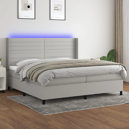 vidaXL Sommier à lattes de lit matelas LED Gris clair 200x200 cm Tissu