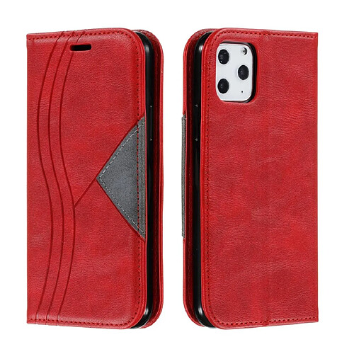 Wewoo Coque Pour iPhone 11 Pro Épissage Couleur Ourlet magnétique Étui en cuir à rabat avec support et fentes cartes Rouge