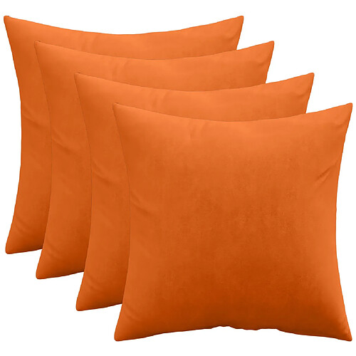 ICONIK INTERIOR Lot de 4 coussins en velours - housse et garnissage - Mesmal Orange