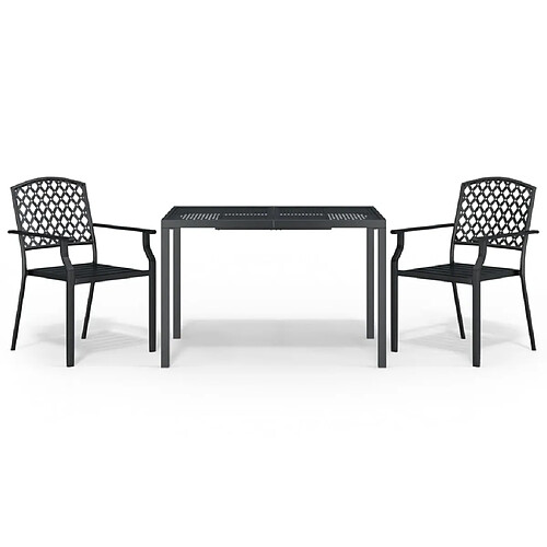 Maison Chic Ensemble de salle à manger de jardin 3 pcs,Table et chaises d'extérieur anthracite acier -GKD934809