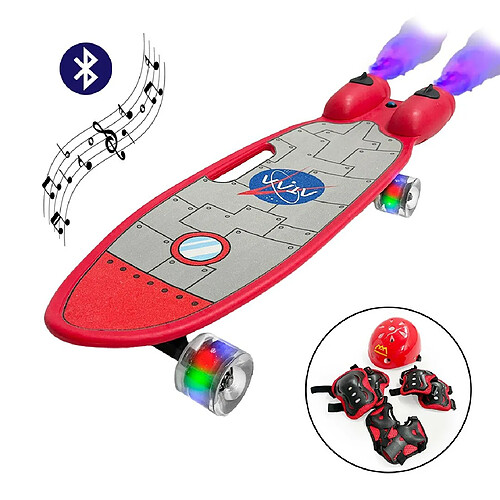 Skateboard avec LED et fumée ATAA Misil Rouge