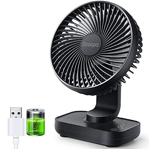 Ventilateur de Bureau USB, Alimenté Par Batterie Rechargeable De 4000 mAh, Ventilateur De Table à 4 Vitesses, Mini Ventilateur Portable de 5 pouces, avec Un Flux d'Air Puissant, Fonctionnement Silencieux, Électricité