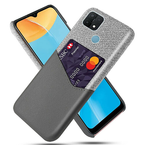 Coque en TPU + PU chiffon avec porte-carte gris pour votre OPPO A15