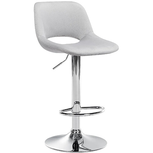 Decoshop26 Tabouret de bar chaise haute x1 avec repose-pieds en velours gris clair piètement métallique chromé 10_0004593