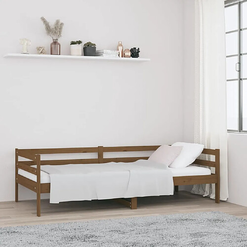 vidaXL Lit de jour sans matelas marron miel 90x190 cm bois pin massif