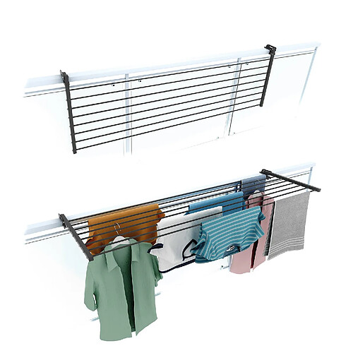 Foxydry Duo 162, Etendoir à linge pliant pour balustrades, extérieurs et balcons, Largeur 162 cm Anthracite