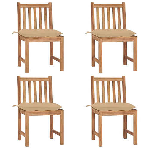 Maison Chic Lot de 4 Chaises de jardin avec coussins | Fauteuil chaises d'extérieur Bois de teck massif -GKD88647