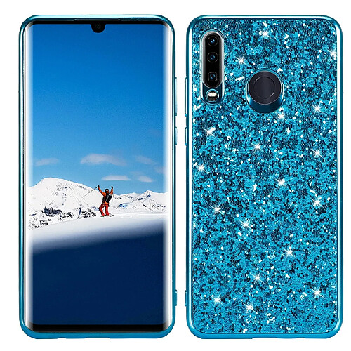 Wewoo Housse Étui Coque TPU antichoc en poudre scintillante pour Huawei P30 Lite / nova 4e bleue