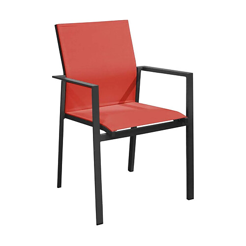 Proloisirs Fauteuil de jardin empilable Delia graphite, rouge.