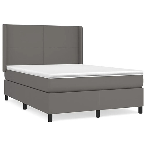 Maison Chic Lit adulte- Lit + matelas,Sommier à lattes de lit avec matelas Gris 140x190 cm Similicuir -GKD30364