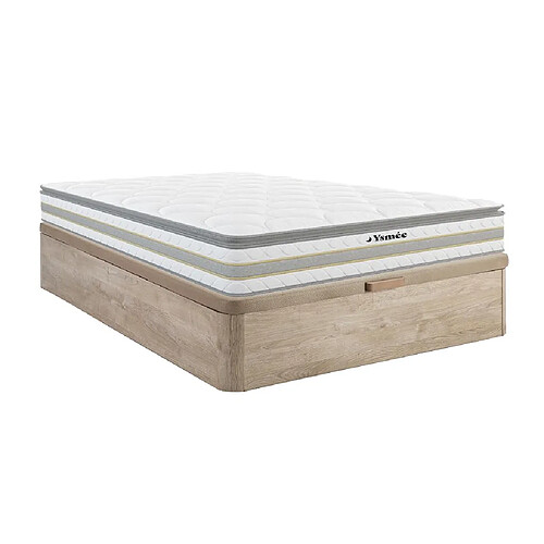 Vente-Unique Ensemble 140 x 190 cm sommier coffre naturel clair + matelas ressorts ensachés et surmatelas intégré ép.29cm - CANTERBURY de YSMÉE