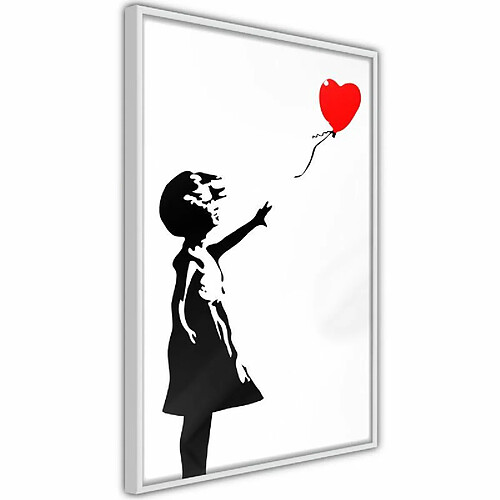 Paris Prix Affiche Murale Encadrée Banksy Girl with Balloon I 20 x 30 cm Blanc