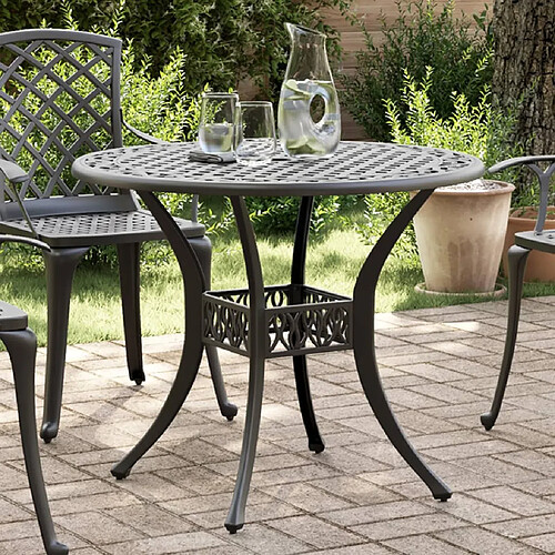 vidaXL Table de jardin noir Ø90x75 cm aluminium coulé