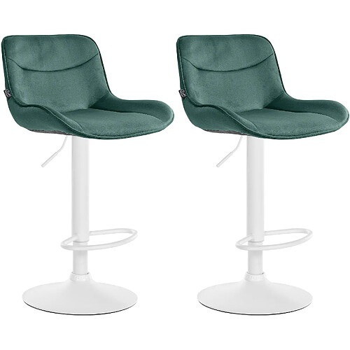 Non Lot de 2 tabourets de bar Vonore velours blanc