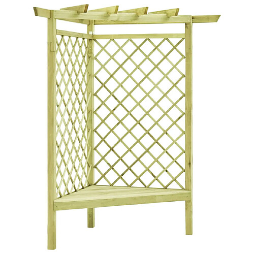 vidaXL Pergola d'angle avec siège 130x130x197 cm Pin imprégné