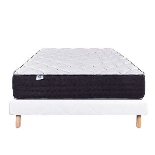 LUXURY LITERIE Ensemble matelas Sérénité 140x190 cm + sommier blanc ep 13cm