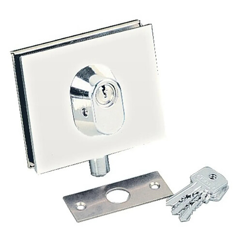 Assa Abloy Serrures basses de miroiterie à cylindre 1358 finition chromé brillant