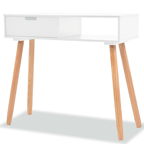 vidaXL Table console Bois de pin massif 80 x 30 x 72 cm Blanc