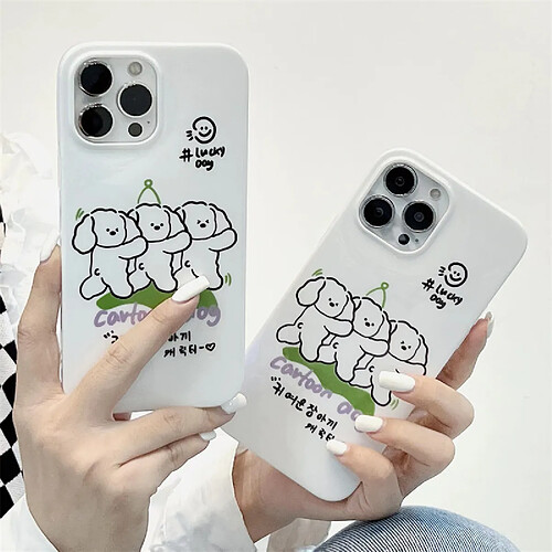 GUPBOO Étui pour iPhone12 Une rangée d'étuis de téléphone portable en silicone anti-chute de dessin animé de chiot