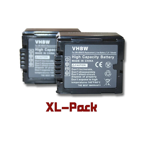 vhbw set 2 batteries 700mAh pour caméscope Panasonic HDC-HS9, HS20, HS100, HS200, HS300, HS700, HS3000, HDC-SX5, HDC-TM350, HDC-TM700