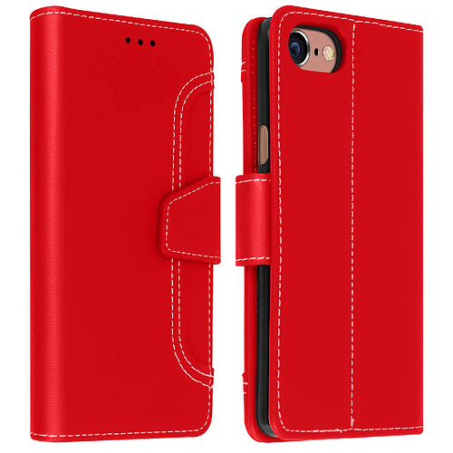 Avizar Housse iPhone SE 2022, 2020 et 8, 7, 6S, 6 Portefeuille Fonction Support rouge