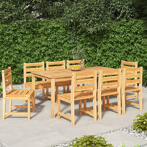 Salle à dîner de jardin 9 pcs,Table et chaise à manger Bois de teck solide -MN21855